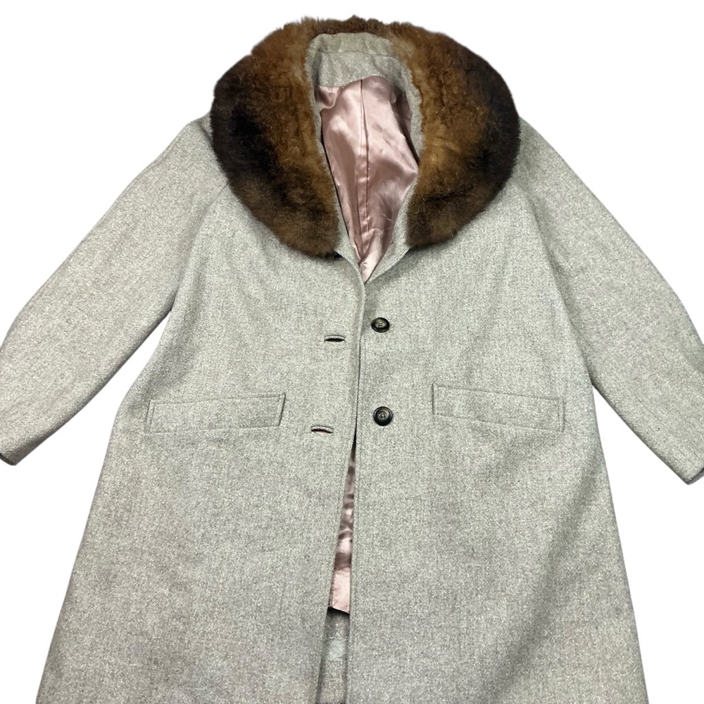 Vintage 1960s Country Pacer button front wool fur trim coat USA made women’s M/L